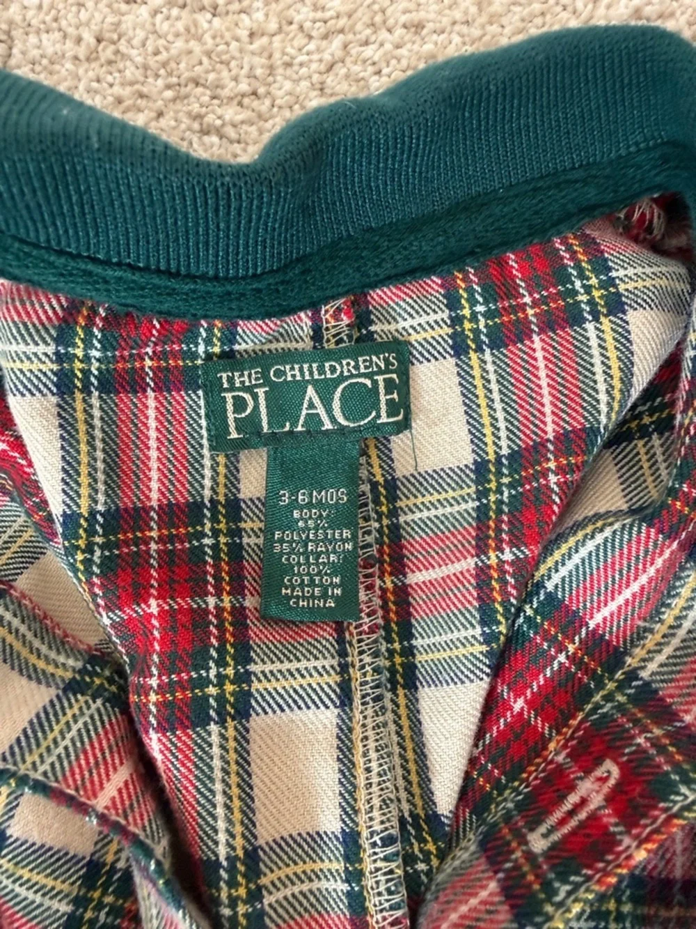 The Children's Place vintage Red Green Plaid Button short sleeve Romper jumpsuit